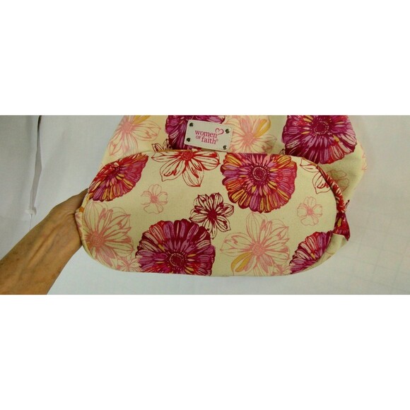 Women of Faith Orange Burgundy Magenta Handbag Purse Pouch Handles Canvas Zipper - Picture 7 of 10